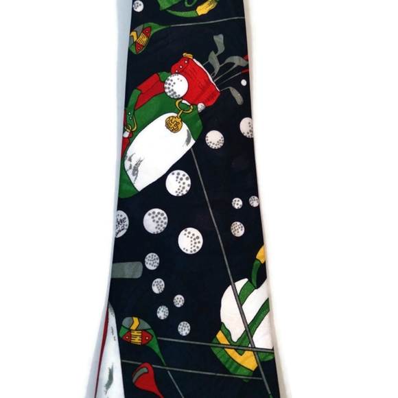 Florence & K Inc Navy Blue Golfer Bag Silk Neck Tie - Picture 5 of 5